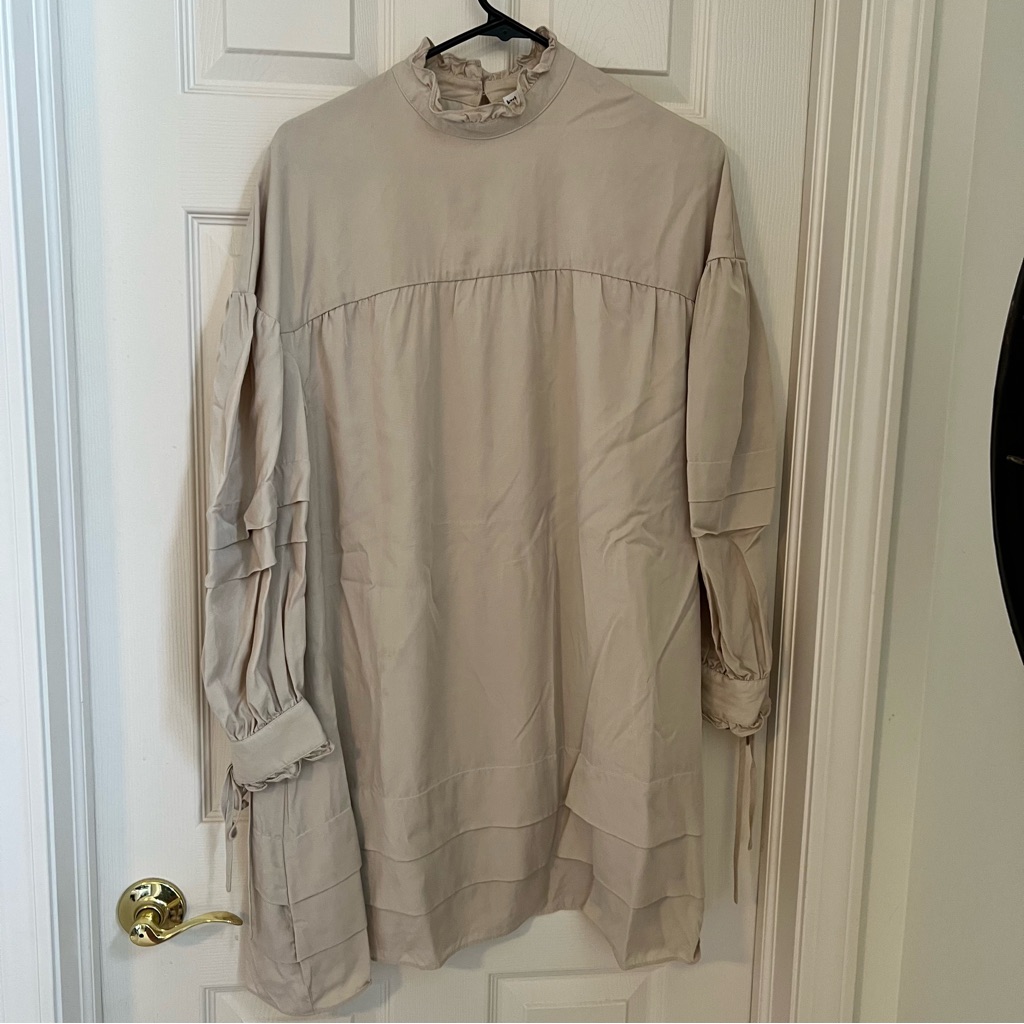 The Drop Tan Ruffle Mini Dress Size Small